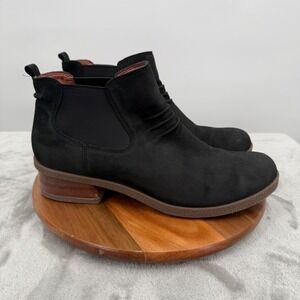 Dansko Bea Boots Womens 10.5 41 Black Waterproof Leather Ruched Ankle Chelsea